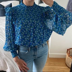 Lightweight long sleeve floral ruffle top from free people